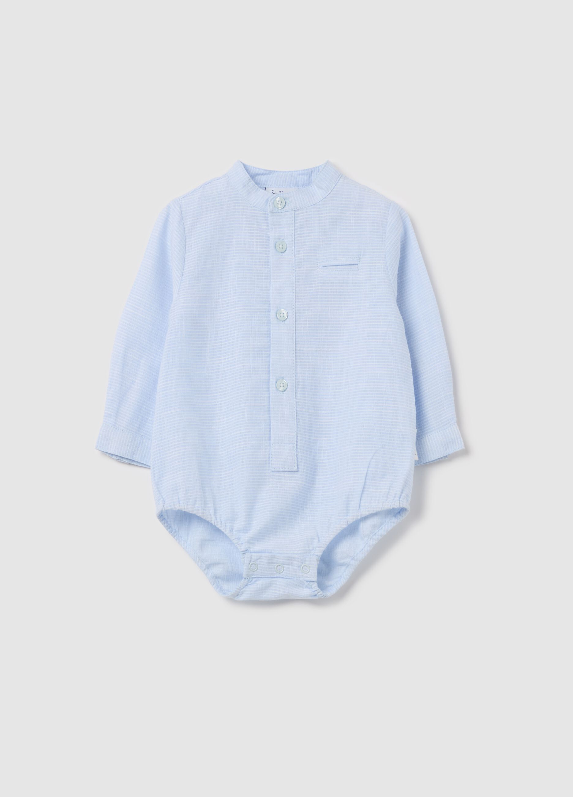 Cotton bodysuit shirt with stripes and pocket