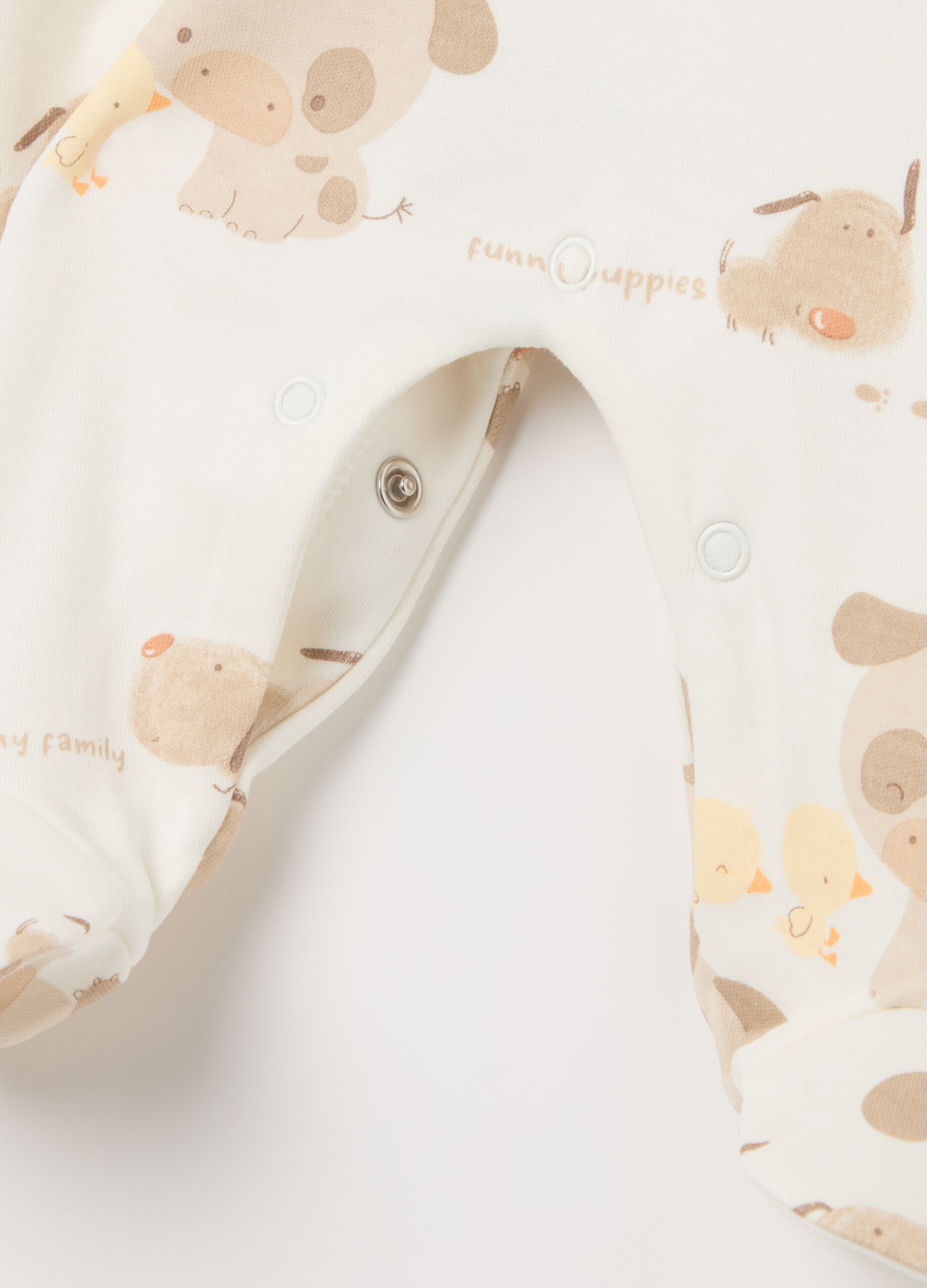 Tutina in cotone con piedini ricamo "We are a funny family"