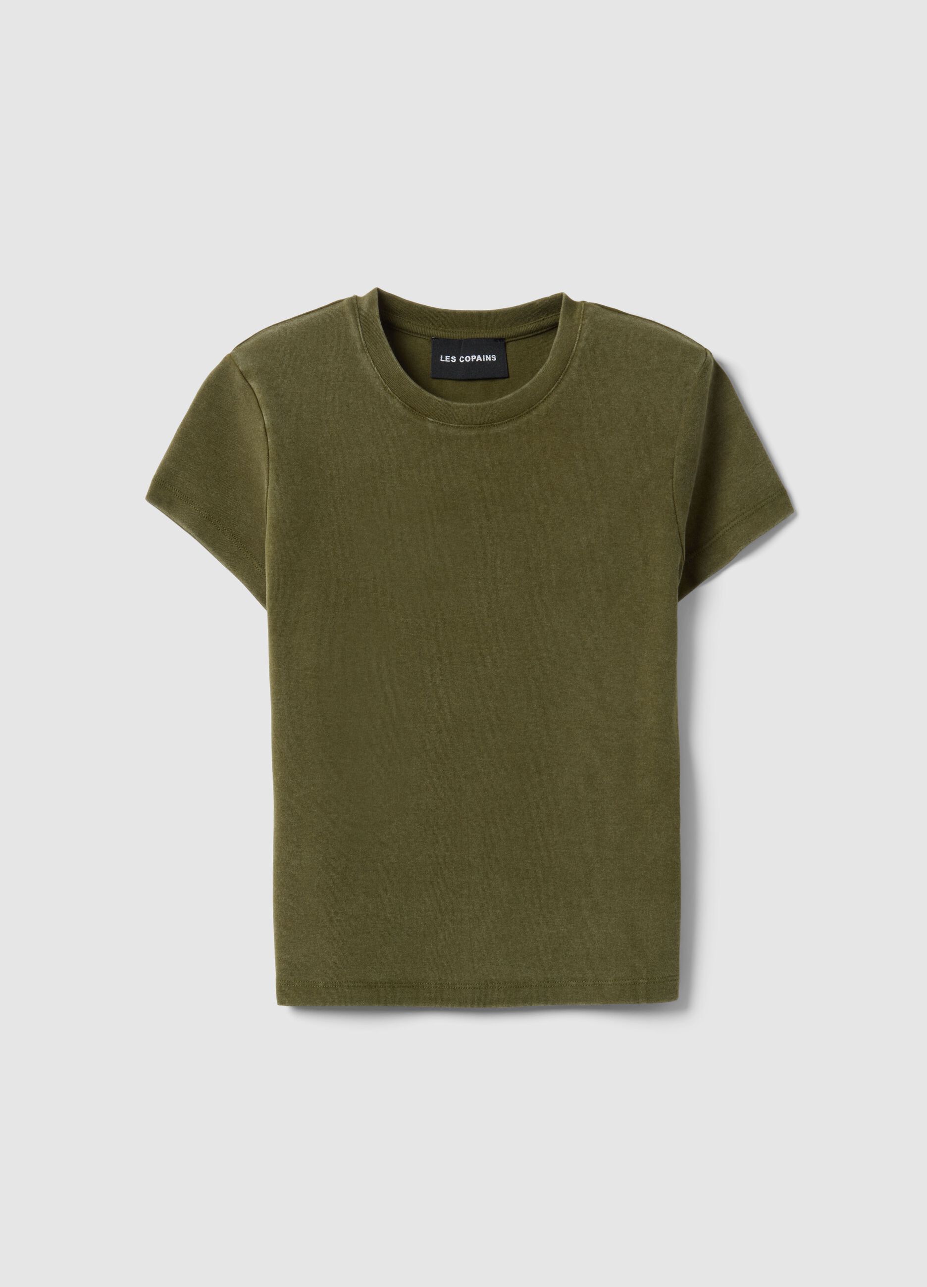 T-shirt fitted in cotone elasticizzato verde