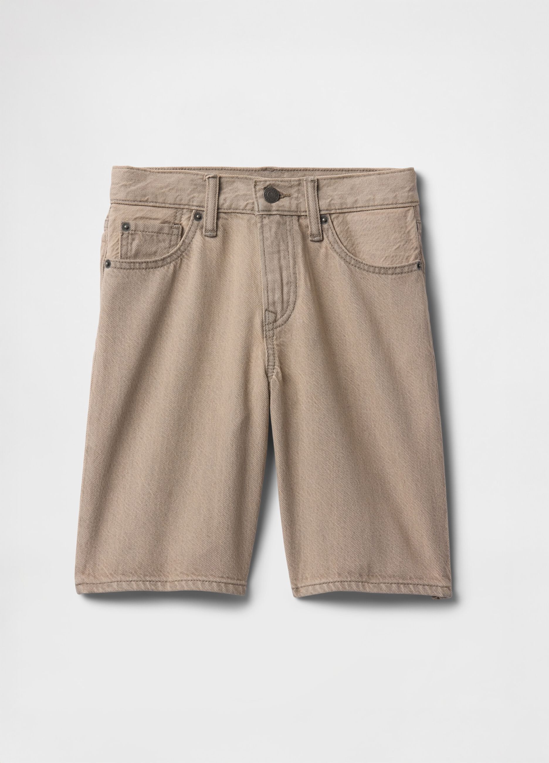 Beige Denim Bermuda Shorts