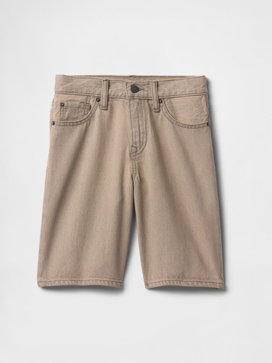 Beige Denim Bermuda Shorts_3