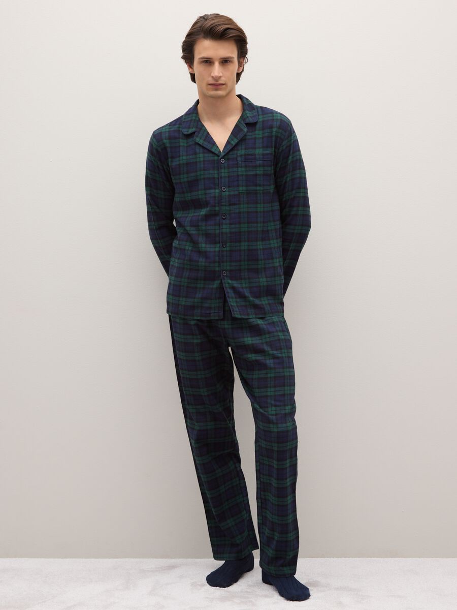 Pigiama in puro cotone multicolor regular fit a quadri_0