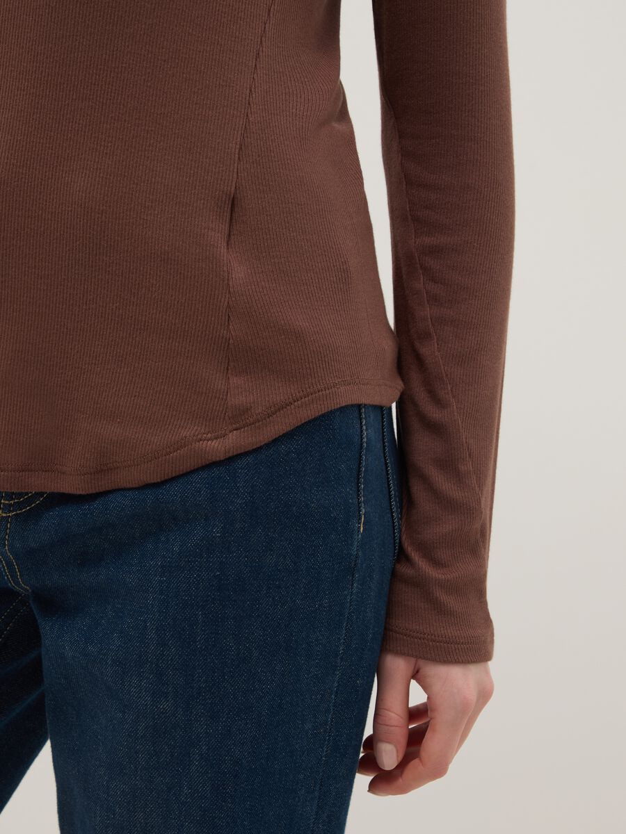 Brown stretch modal regular fit shirt_3