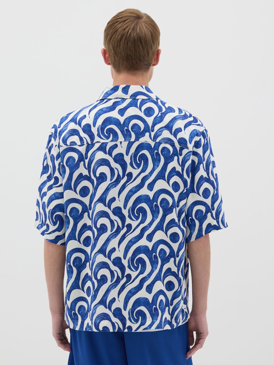 Oversized blue patterned viscose shirt_2