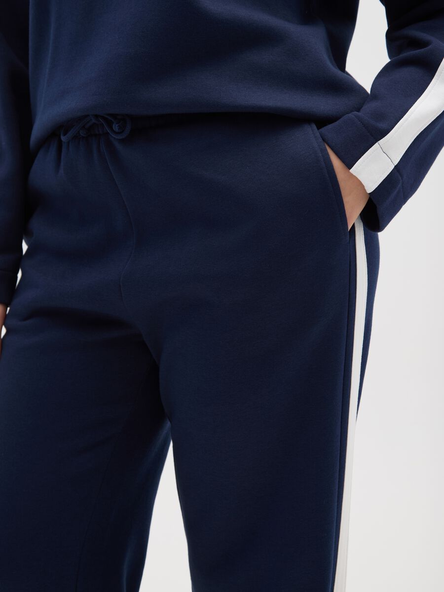 Pantaloni in misto cotone blu regular fit_3