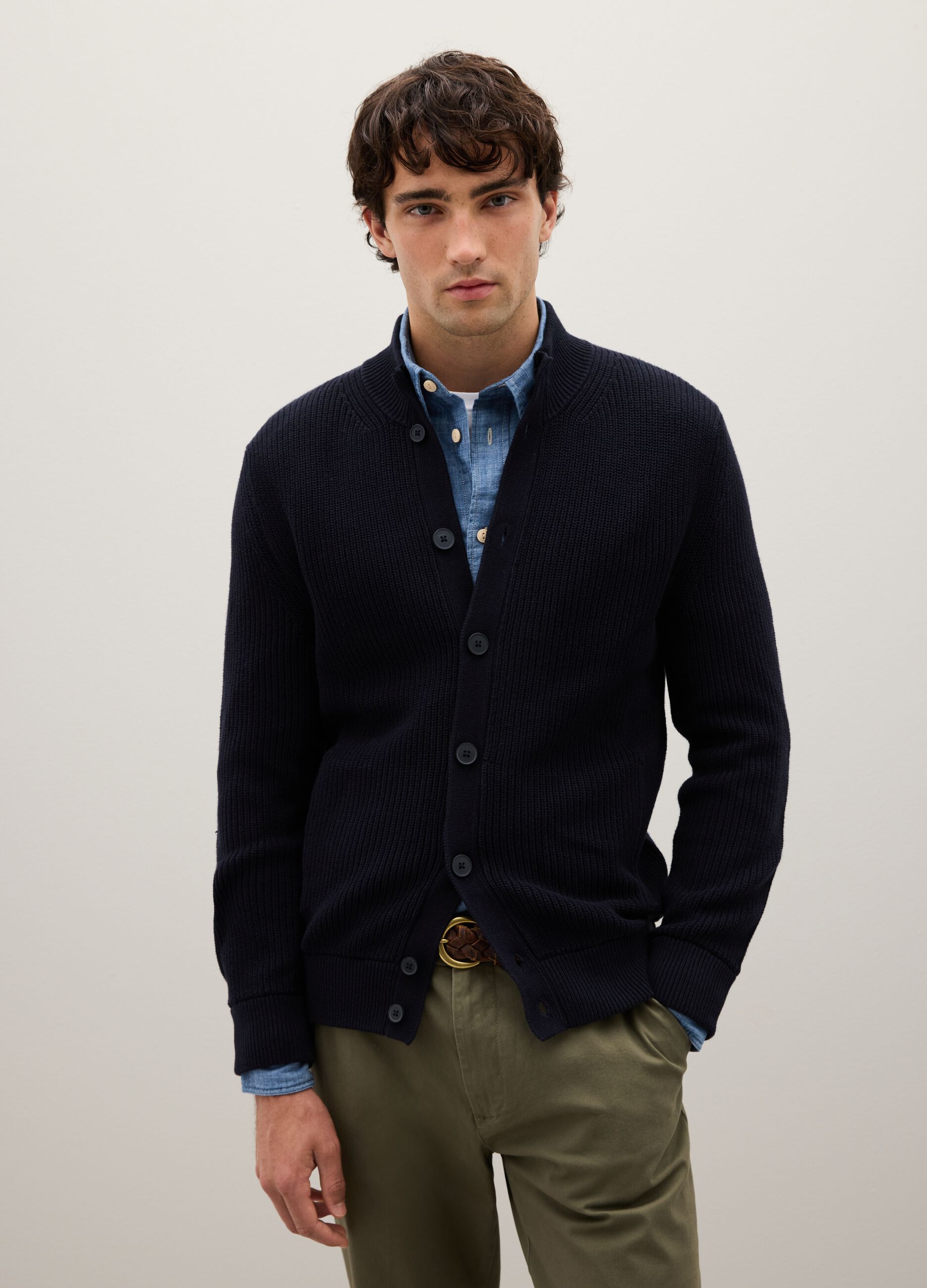 Blue Cardigan in Pure Cotton