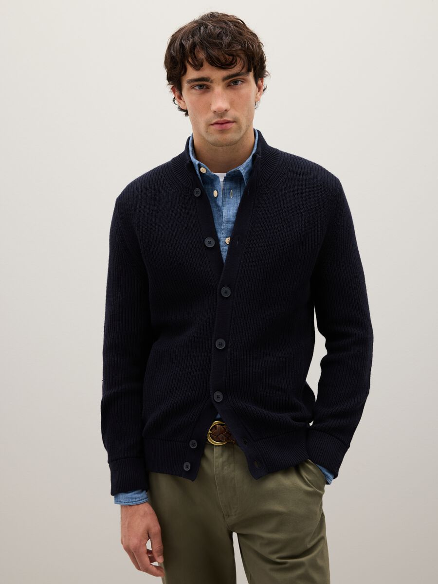 Cardigan blu in puro cotone_1