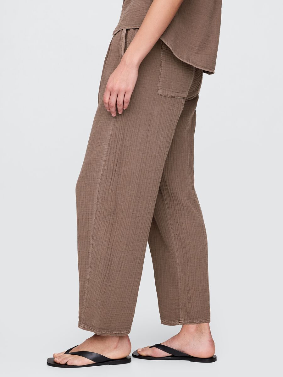 Pantalone in puro cotone marrone_4