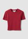 Red ribbed fitted stretch-cotton T-shirt_0