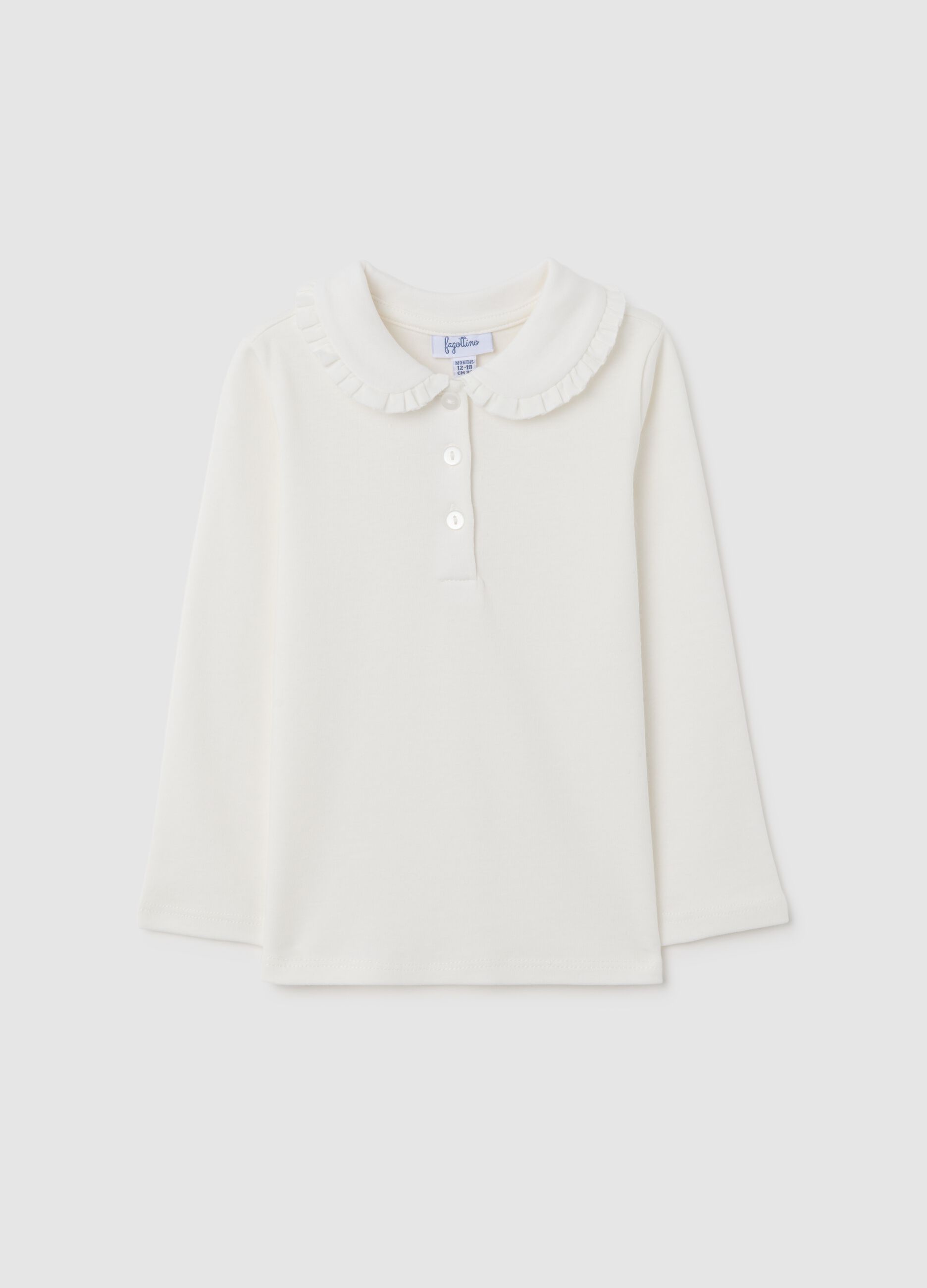 Polo da neonata in puro cotone bianca regular fit