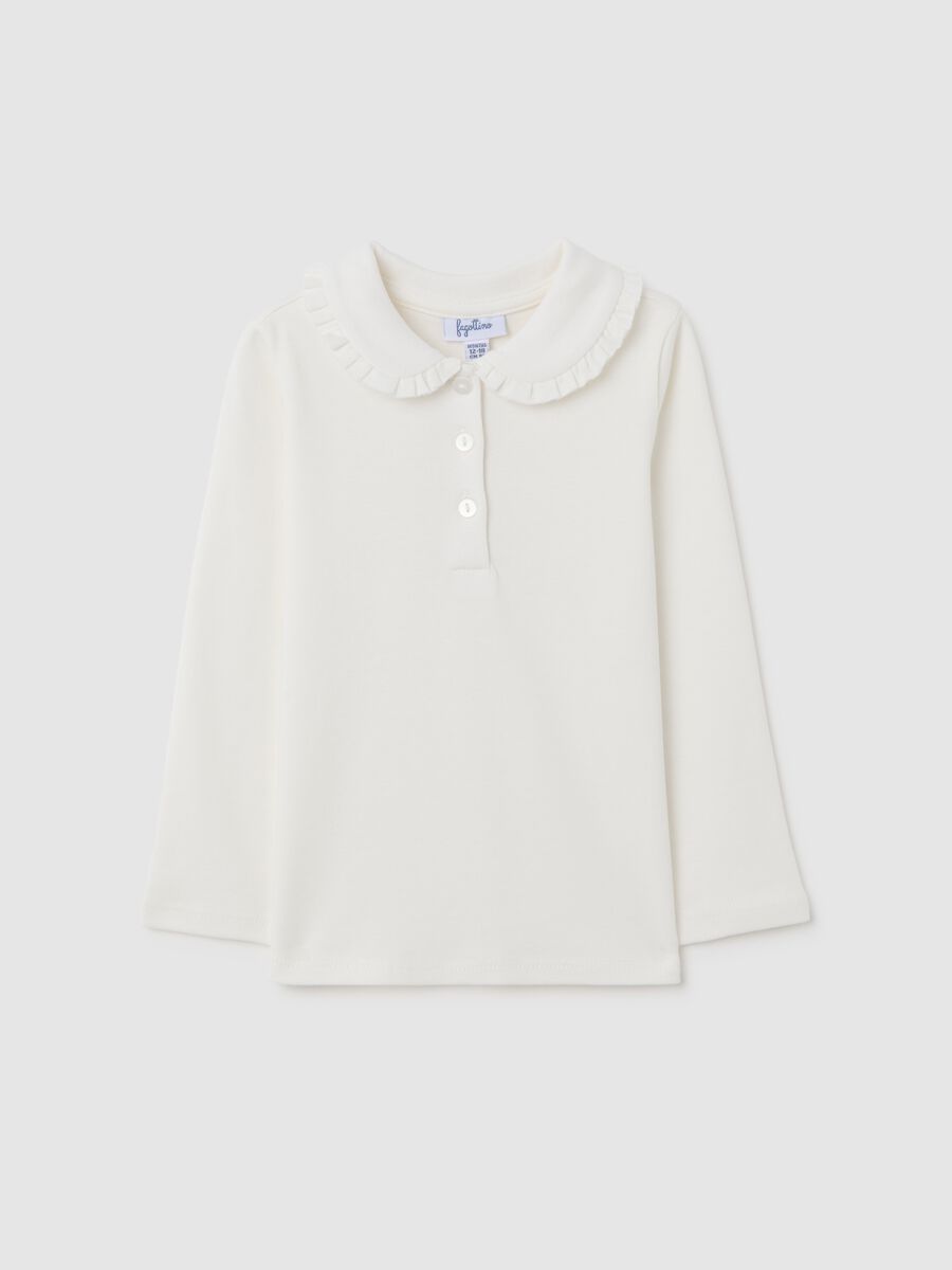 Polo da neonata in puro cotone bianca regular fit_0