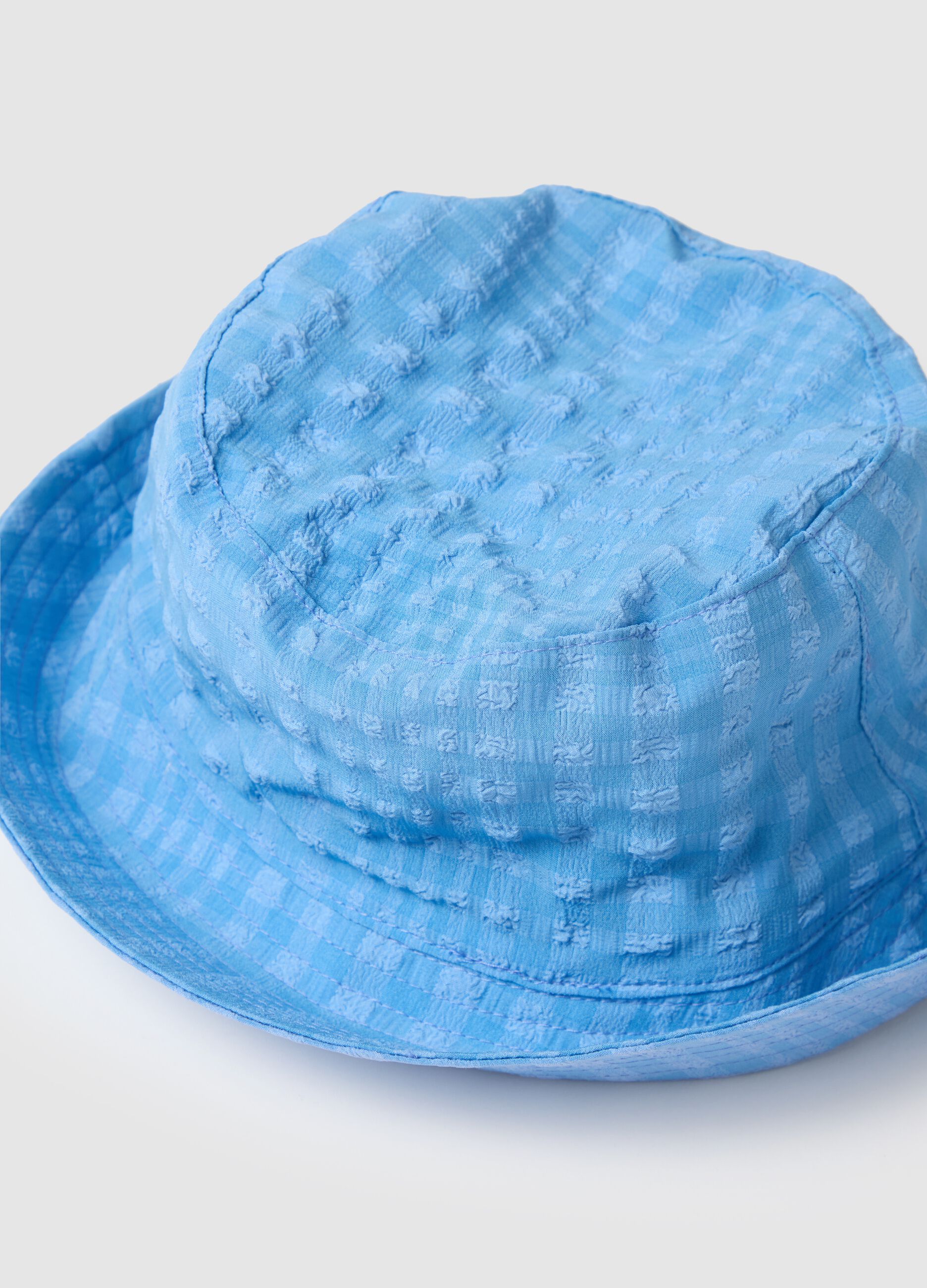 Women's blue fabric bucket hat
