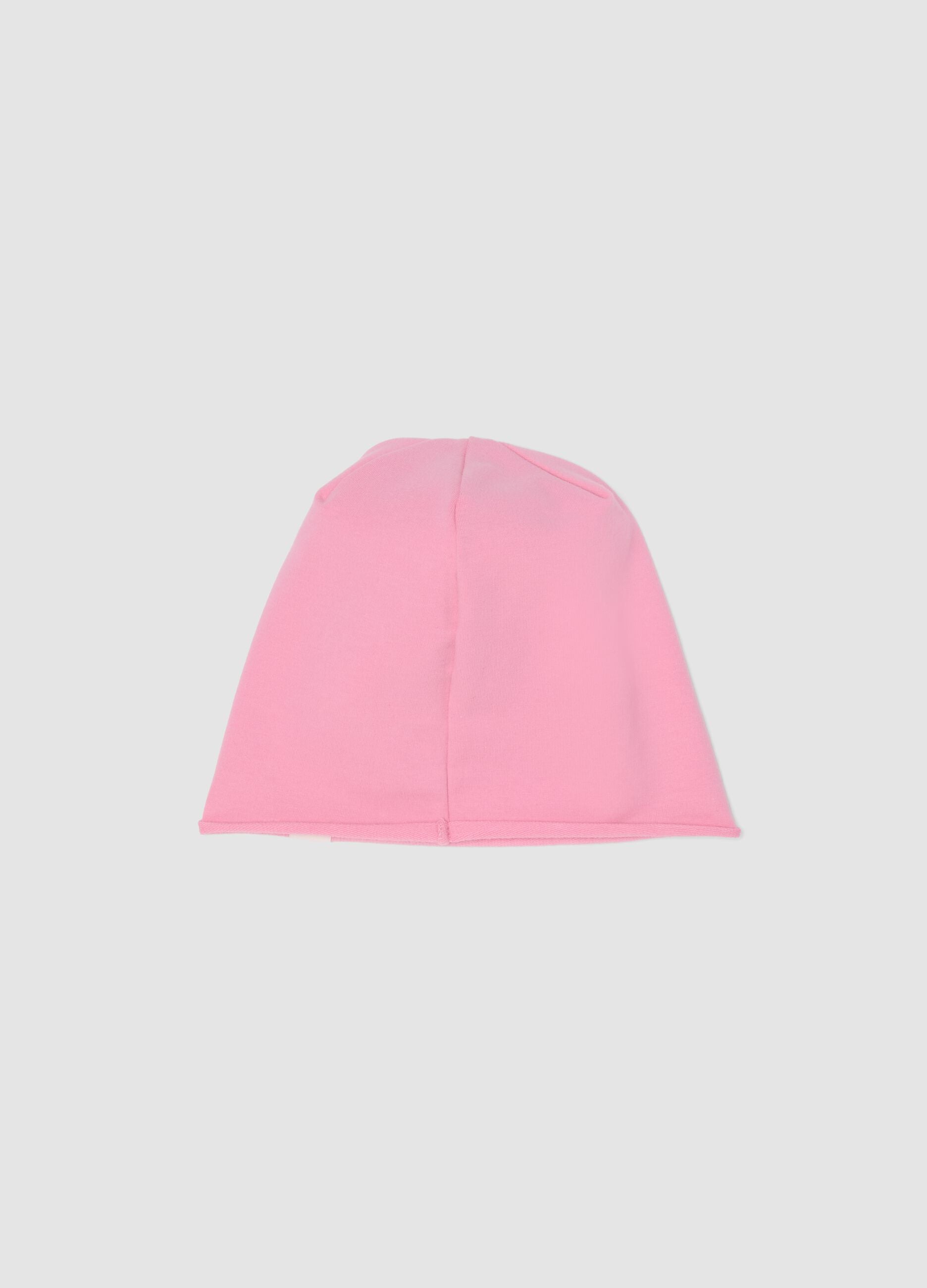 Cappello rosa in cotone elasticizzato jersey con stampa Lilo & Stitch per bambina