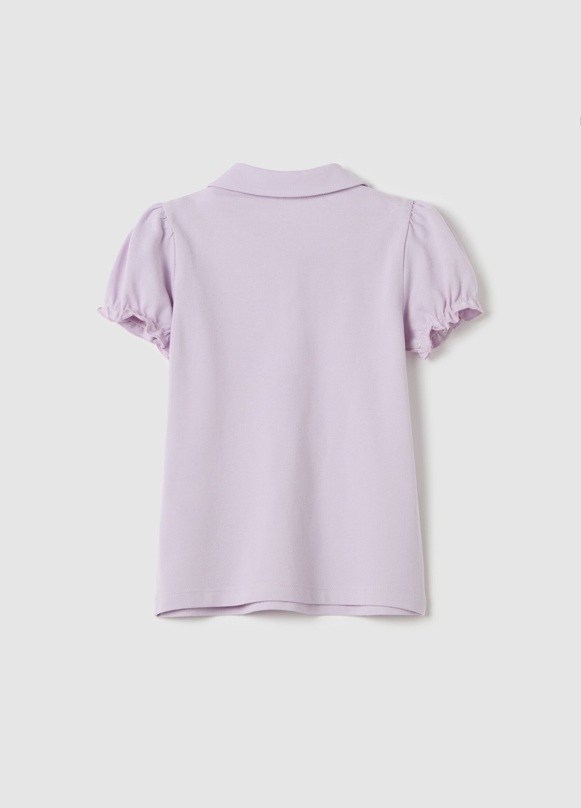 Polo shirt in piquet with puff sleeves