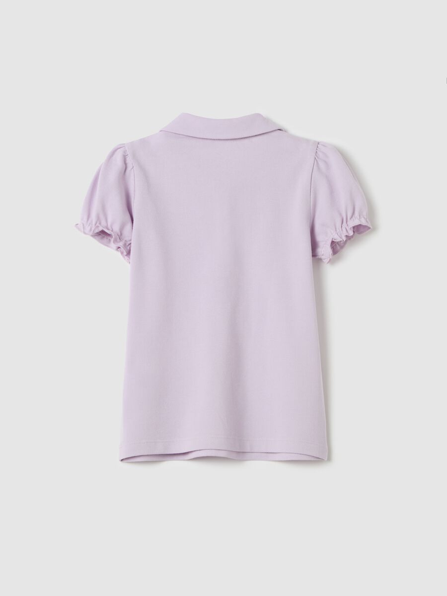 Polo shirt in piquet with puff sleeves_1