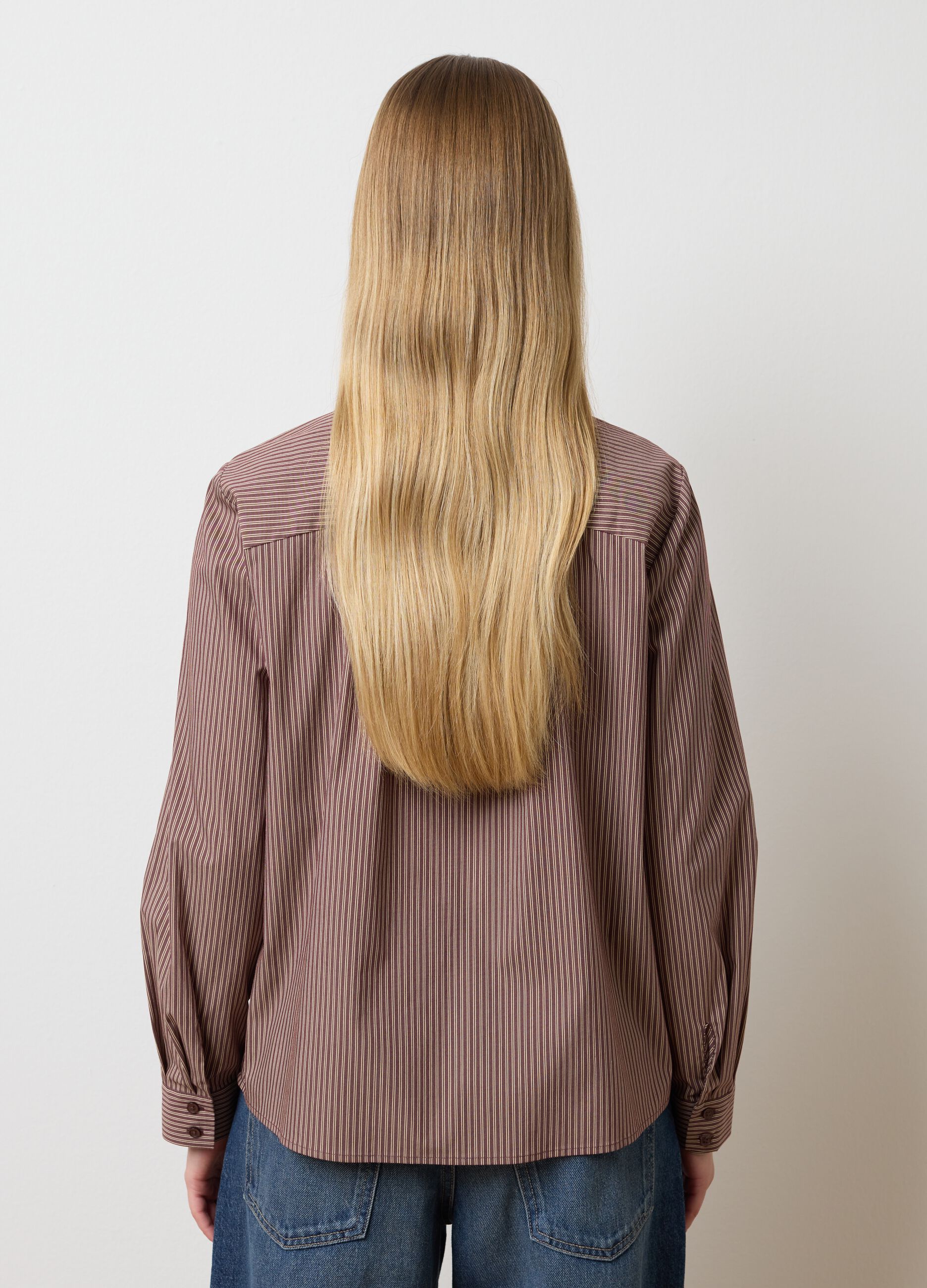 Brown striped cotton-blend shirt with oversized fit