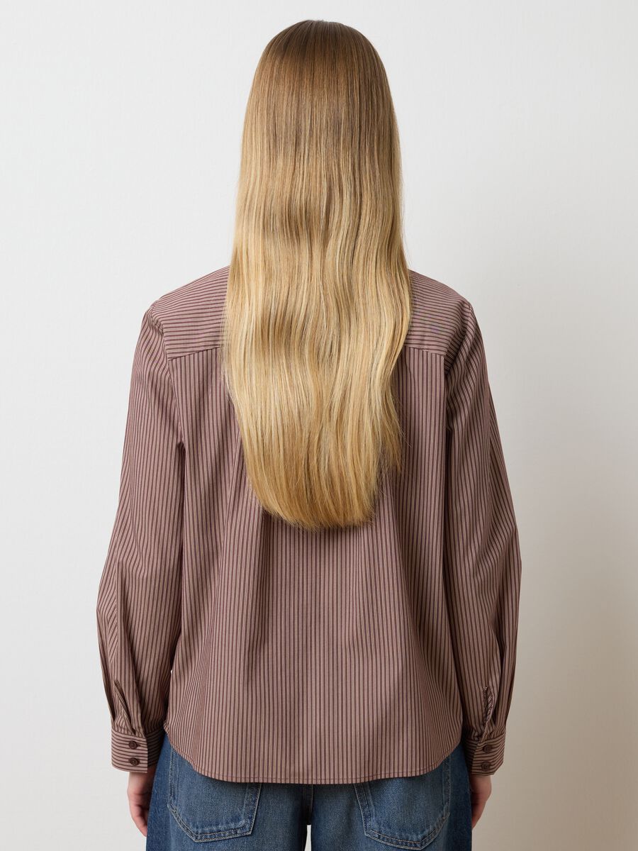 Brown striped cotton-blend shirt with oversized fit_3