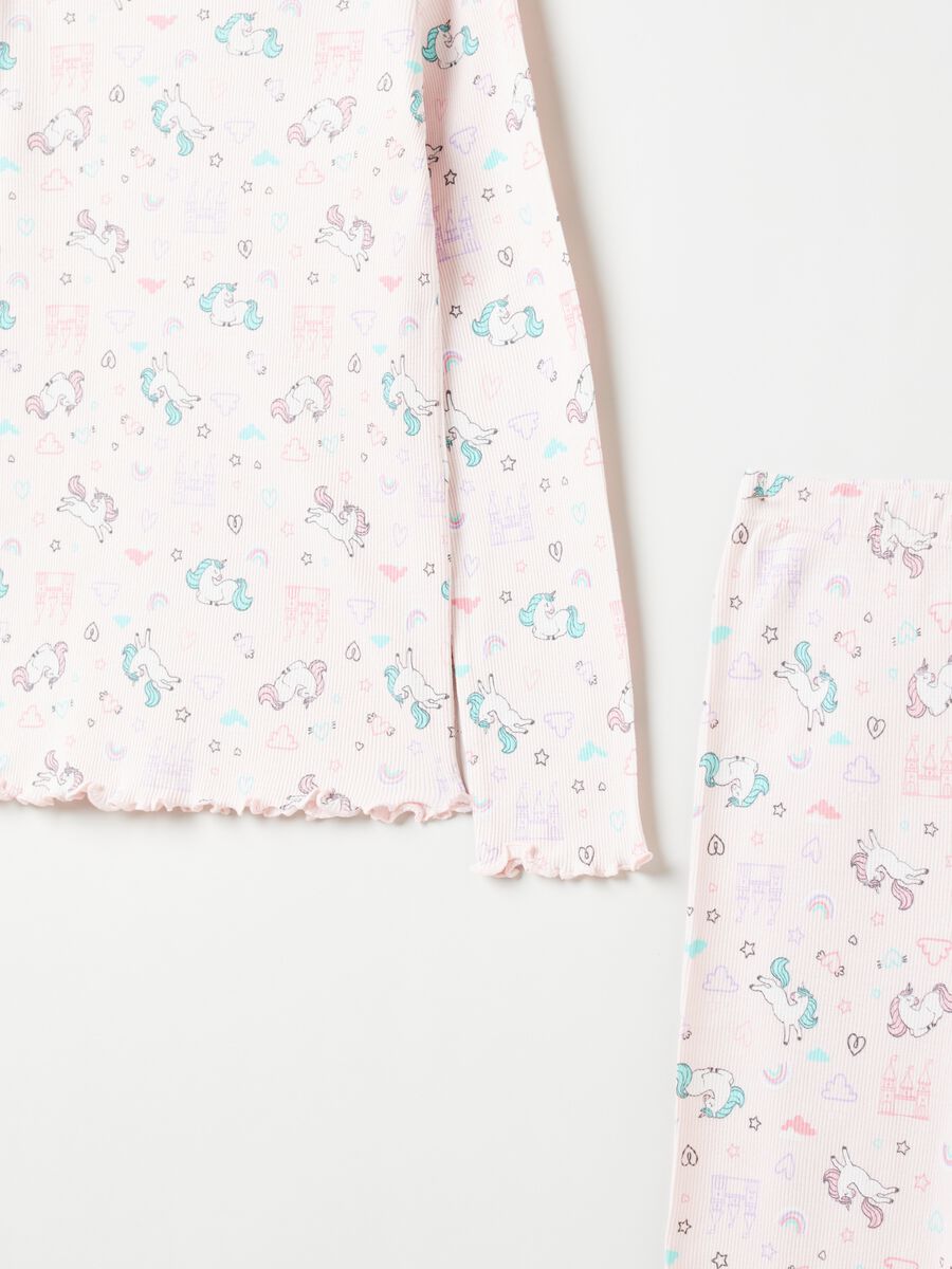 Pigiama in cotone a costine con stampa_2