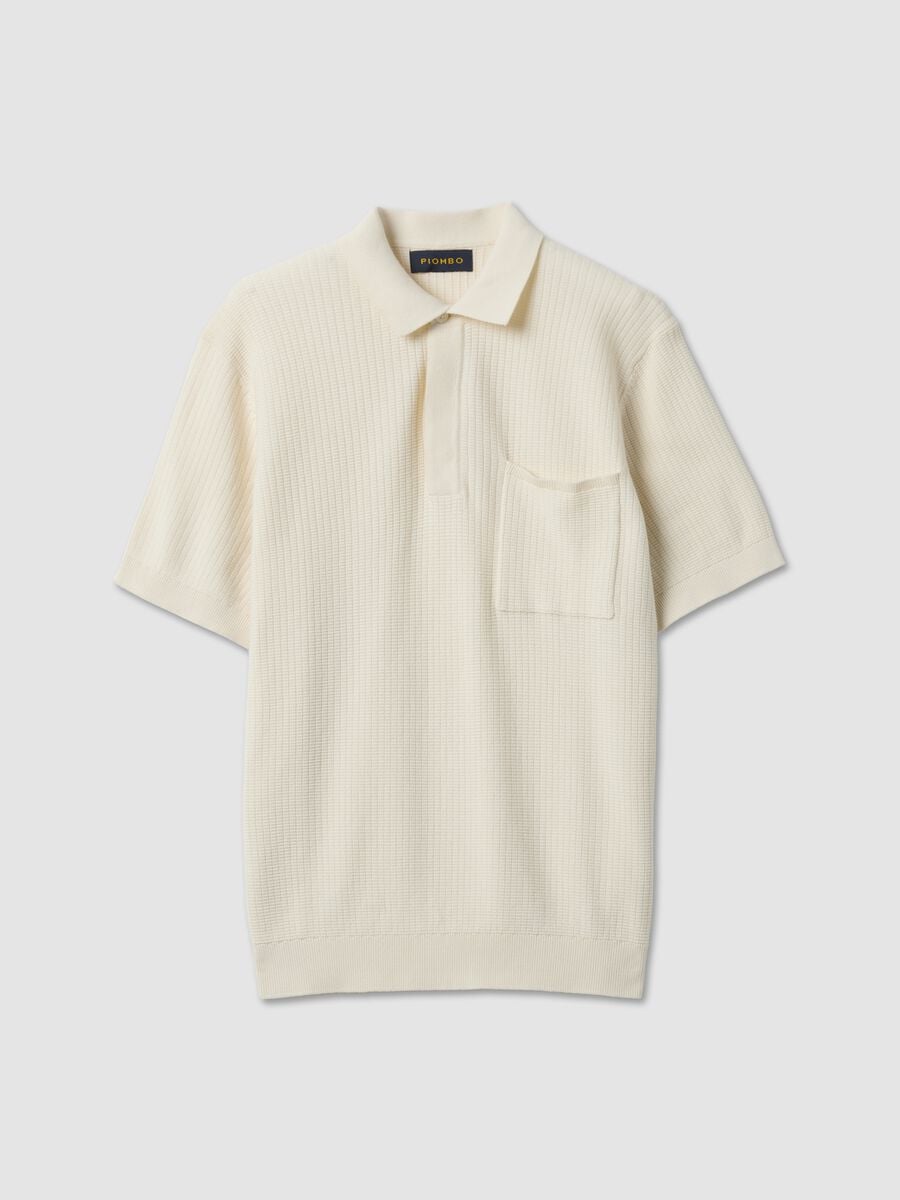 Polo bianca in puro cotone con taschino regular fit_4