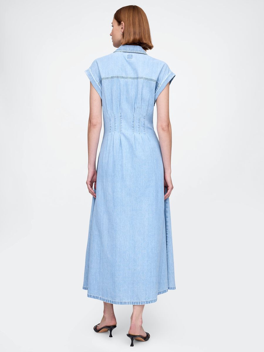 Vestito lungo denim in cotone_2
