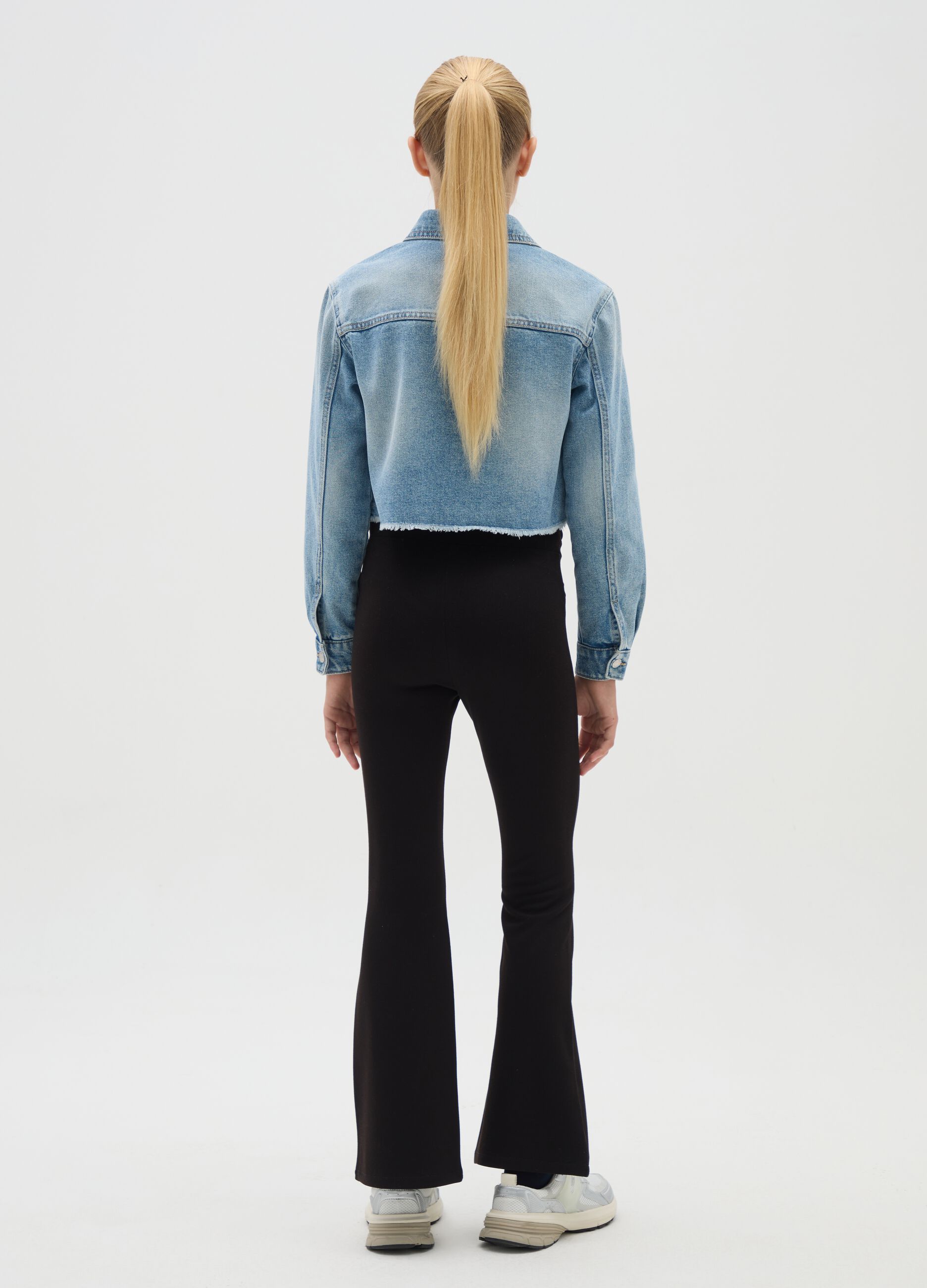 Pantaloni da ragazza in misto nero flare fit