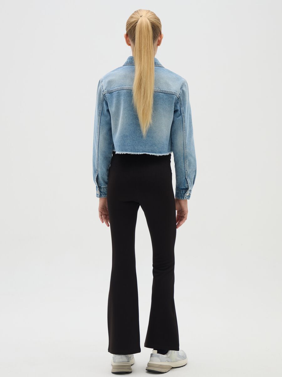 Girls' Black Mix Flare Fit Trousers_2