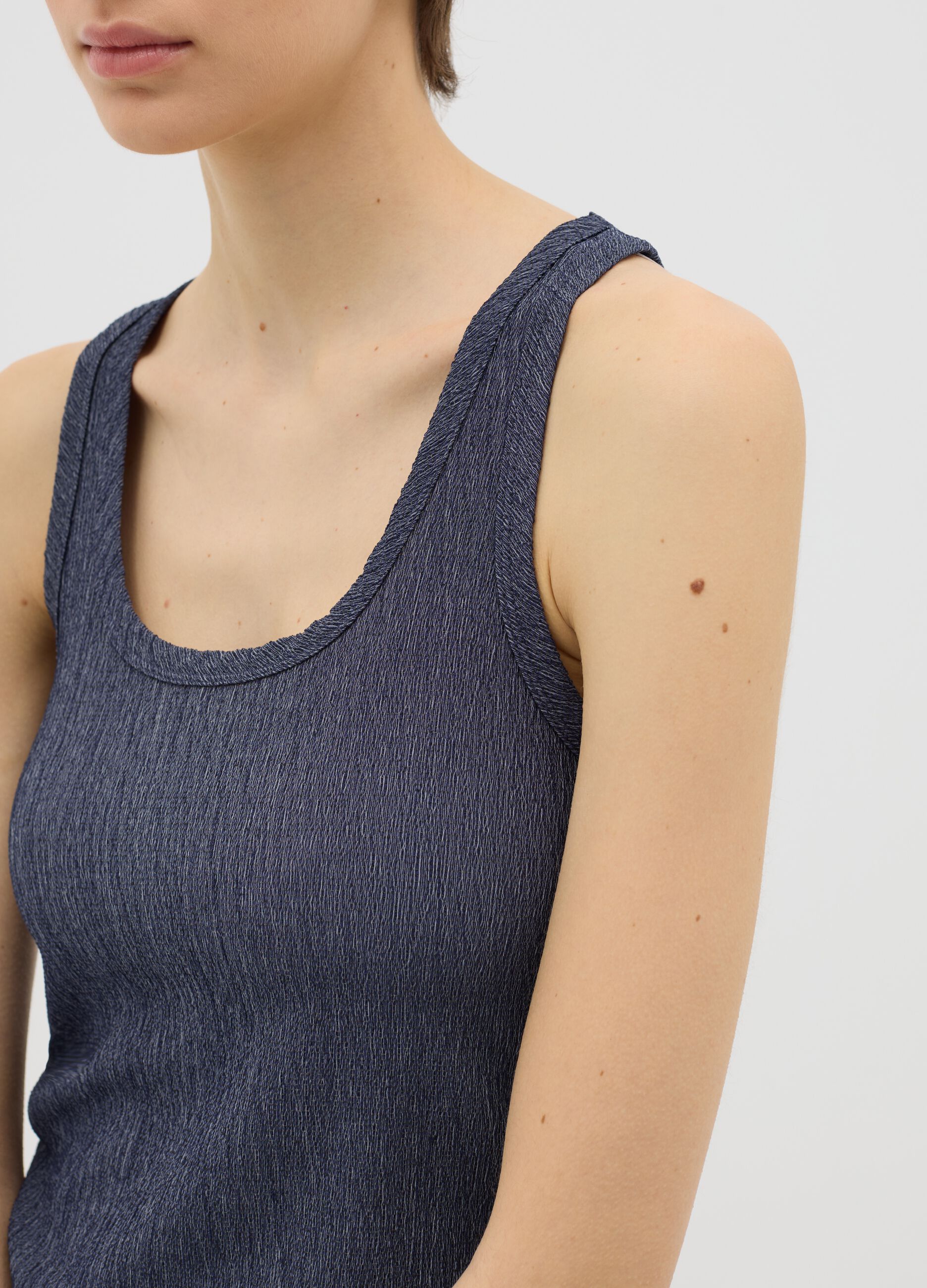 Blue Ovs Tank Top in Stretch Fabric