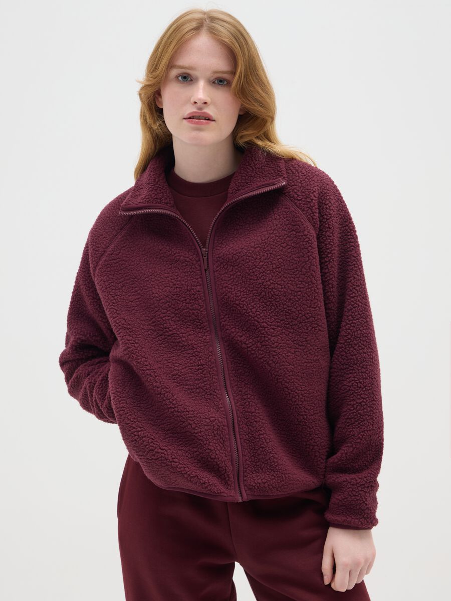 Felpa bordeaux regular fit con zip_0