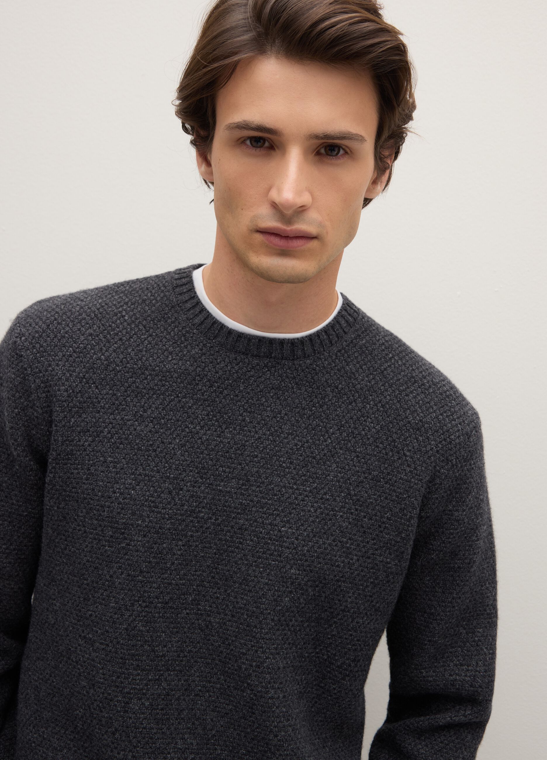 Grey Pure Wool Jumper Regular Fit