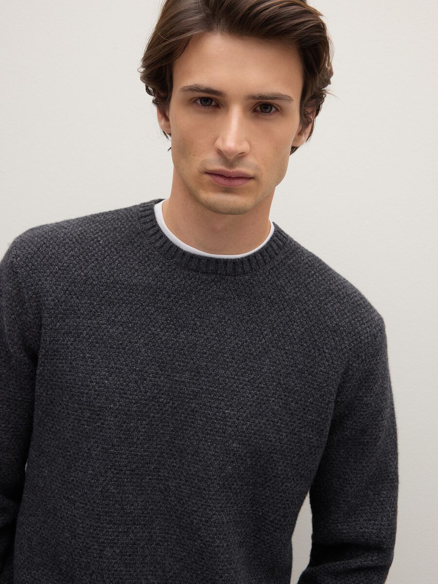 Grey Pure Wool Jumper Regular Fit_1