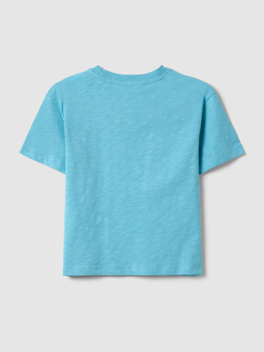 Oversized fit blue crew neck T-shirt in pure cotton for kids_1