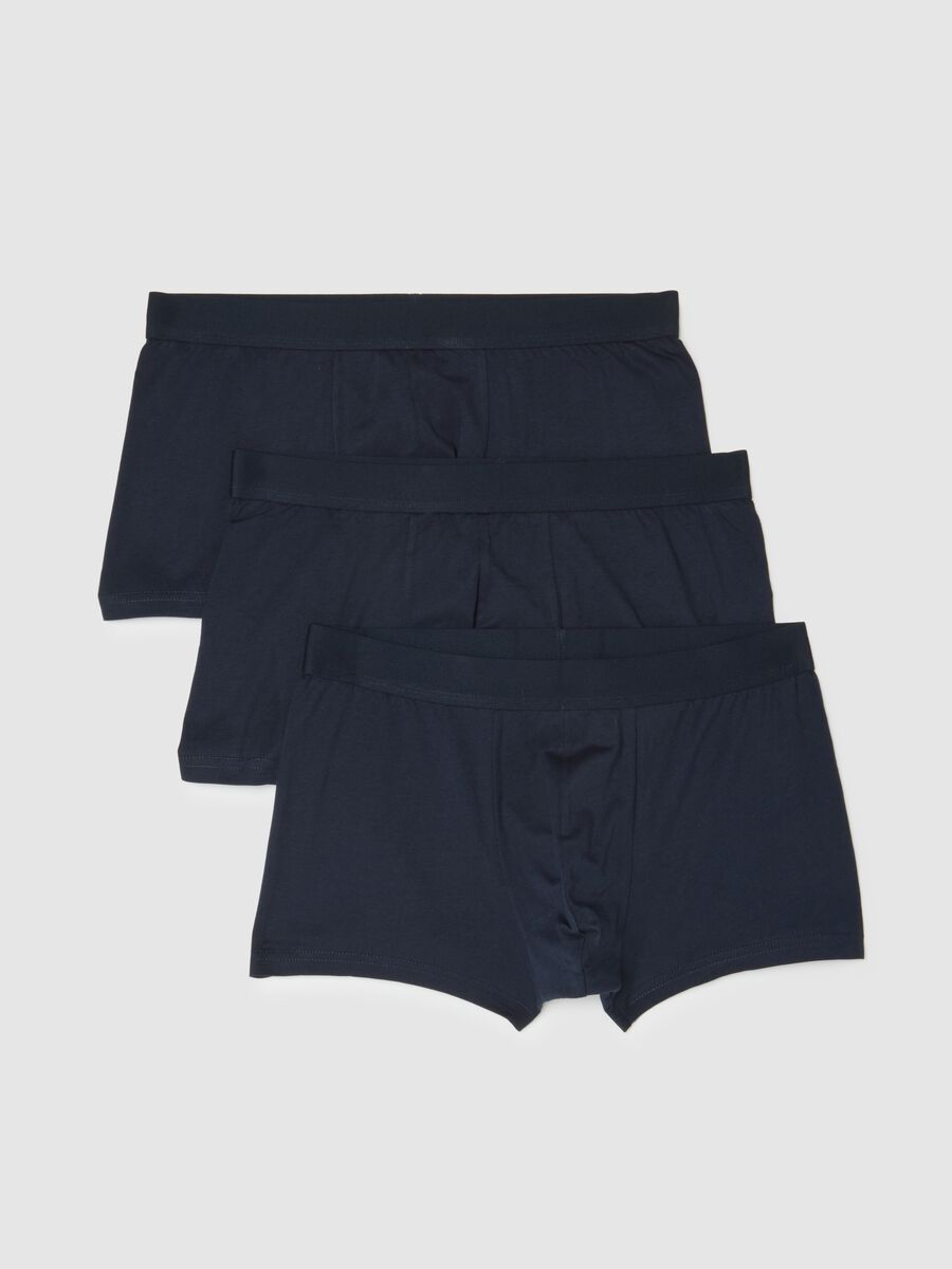 Tripack di boxer in puro cotone blu regular fit_0