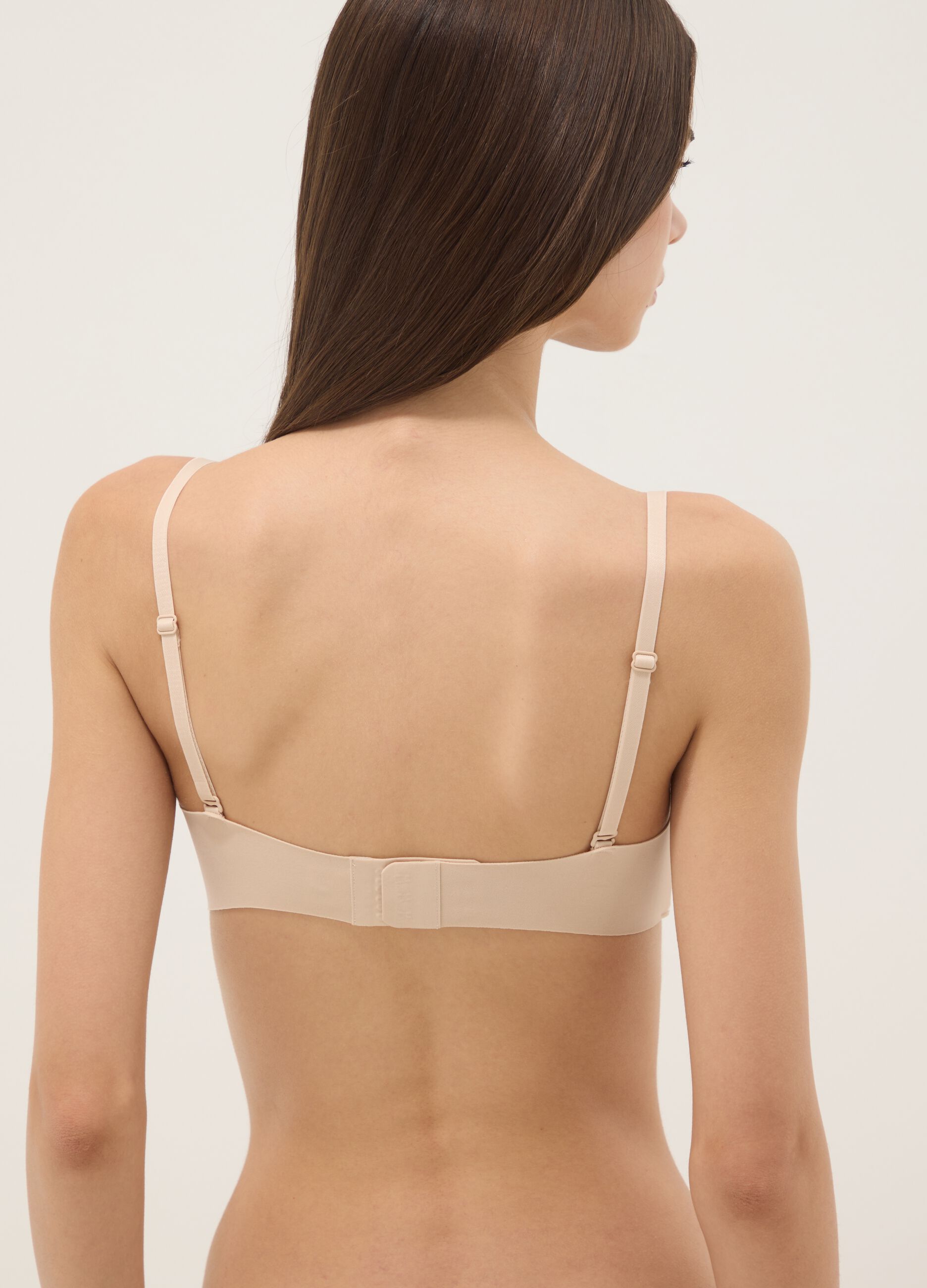Beige balconette bra with removable padding