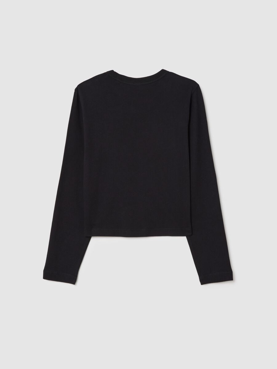 T-shirt da ragazze in puro cotone nero regular fit_1