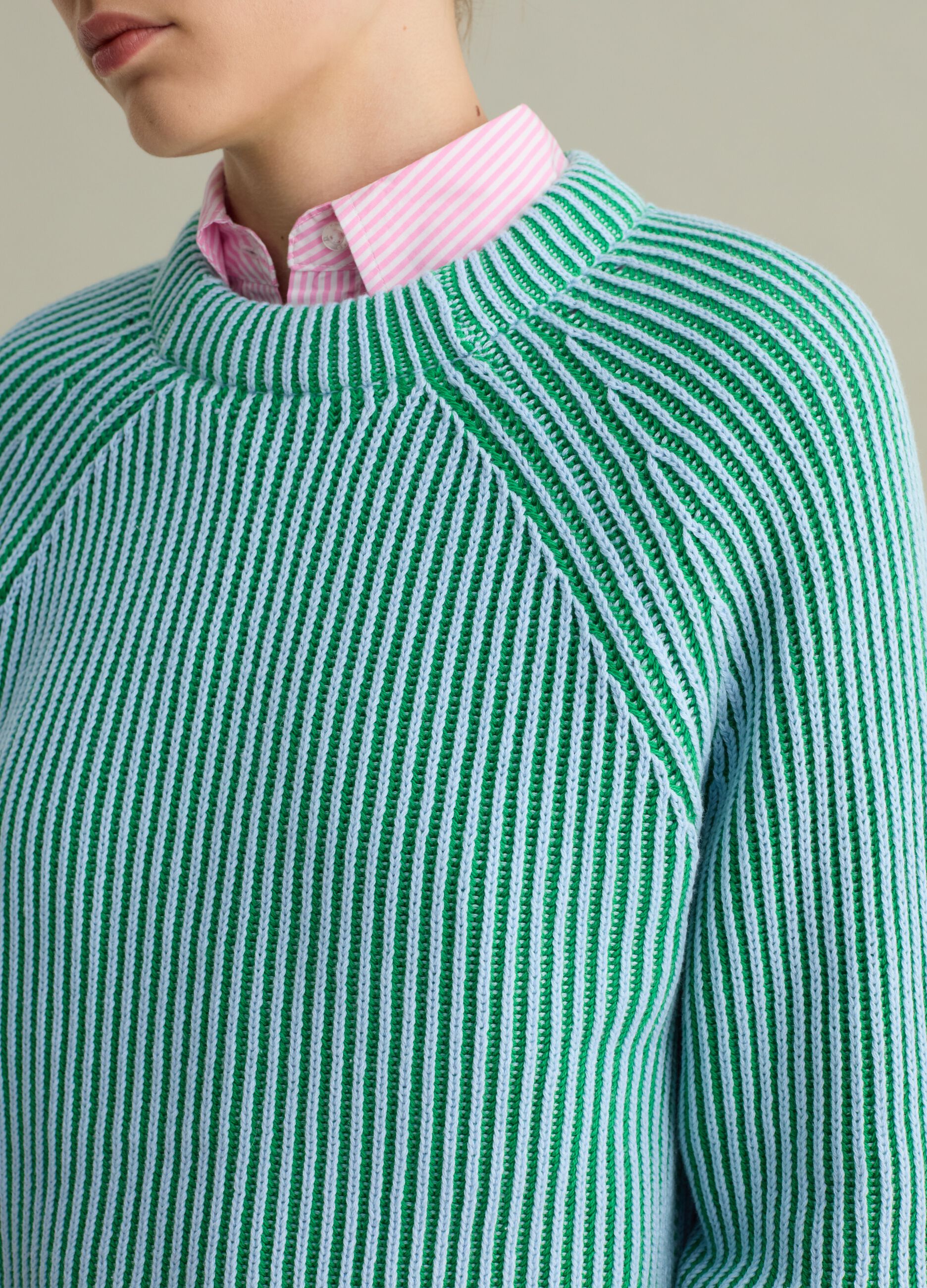 Cotton pullover with striped weave