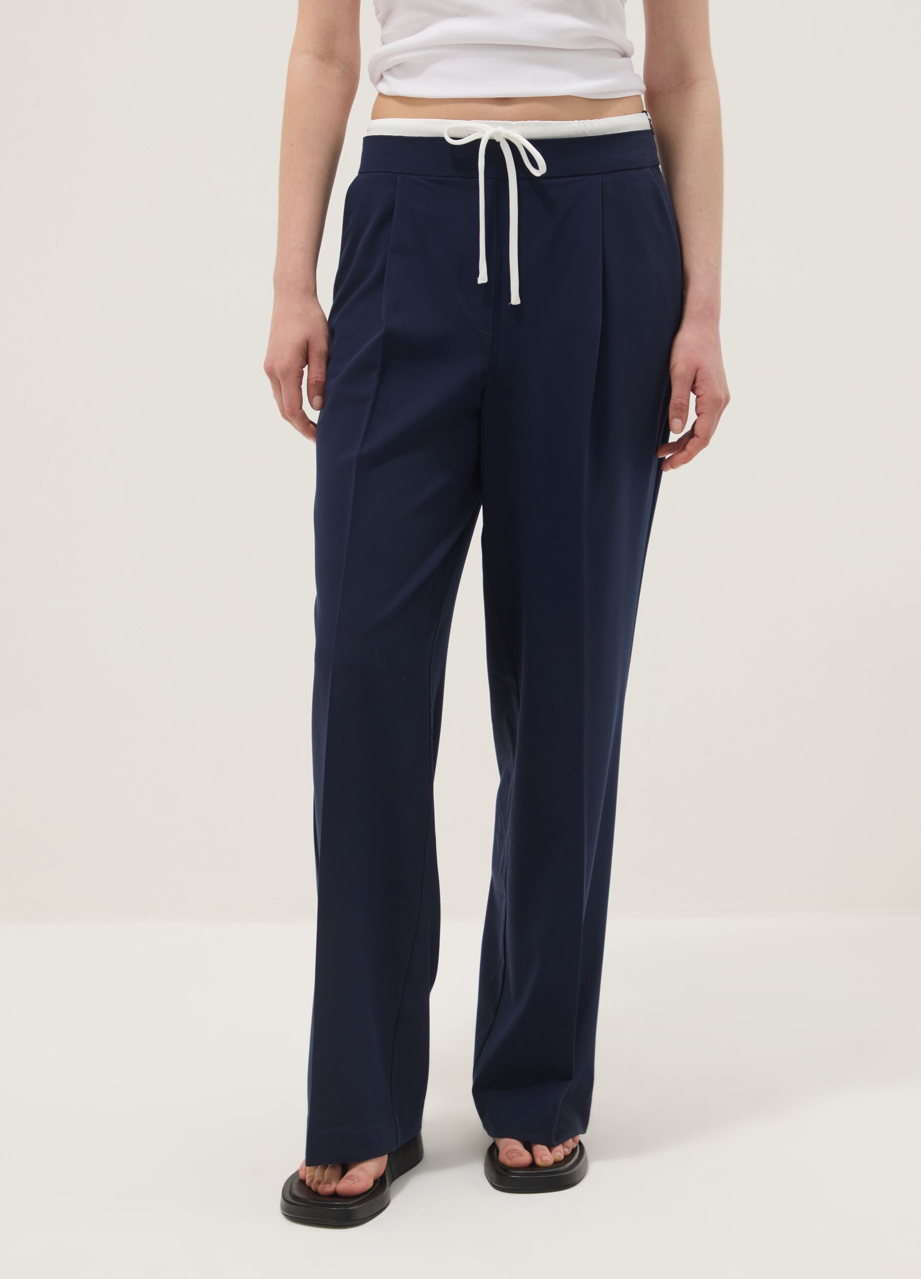 Blue regular fit jogger trousers with elasticated waist