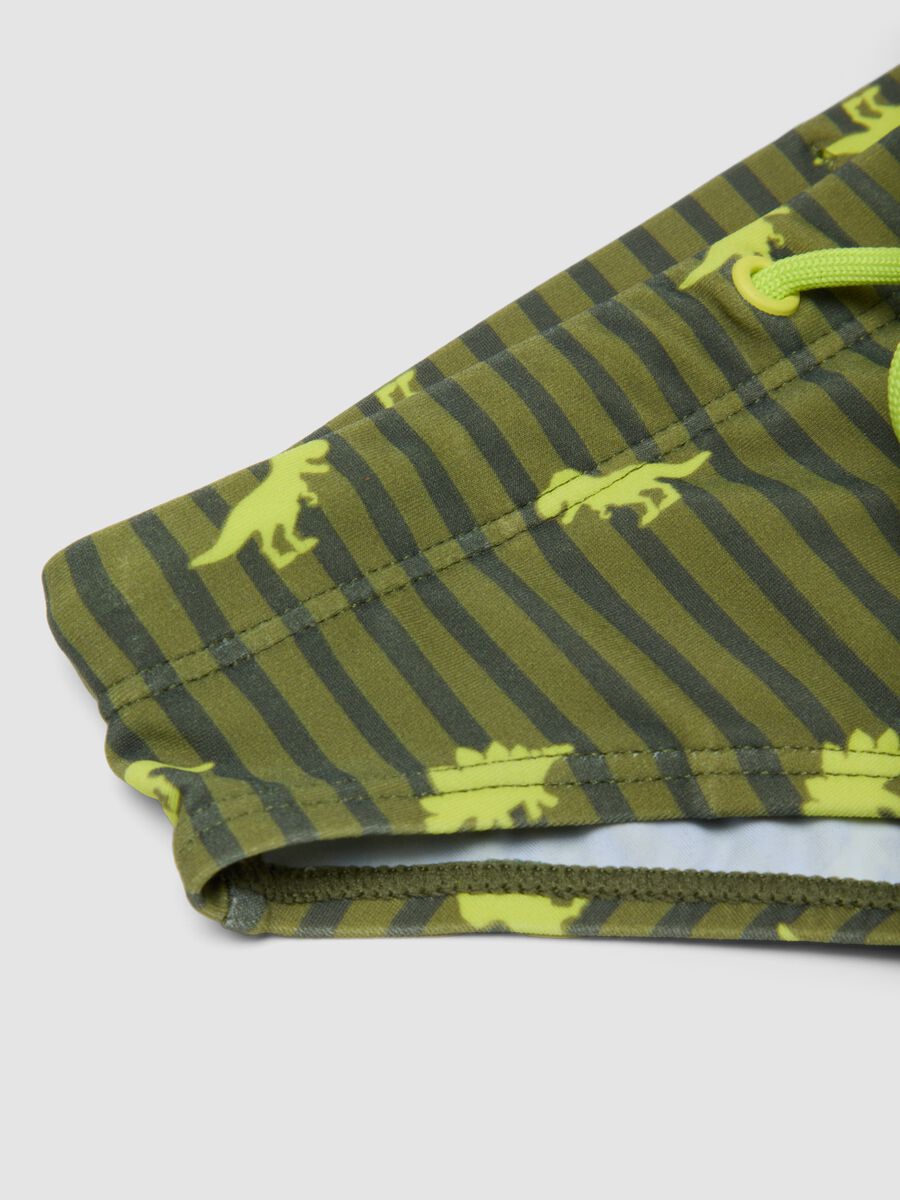 Green dinosaur-print stretch swim briefs_3