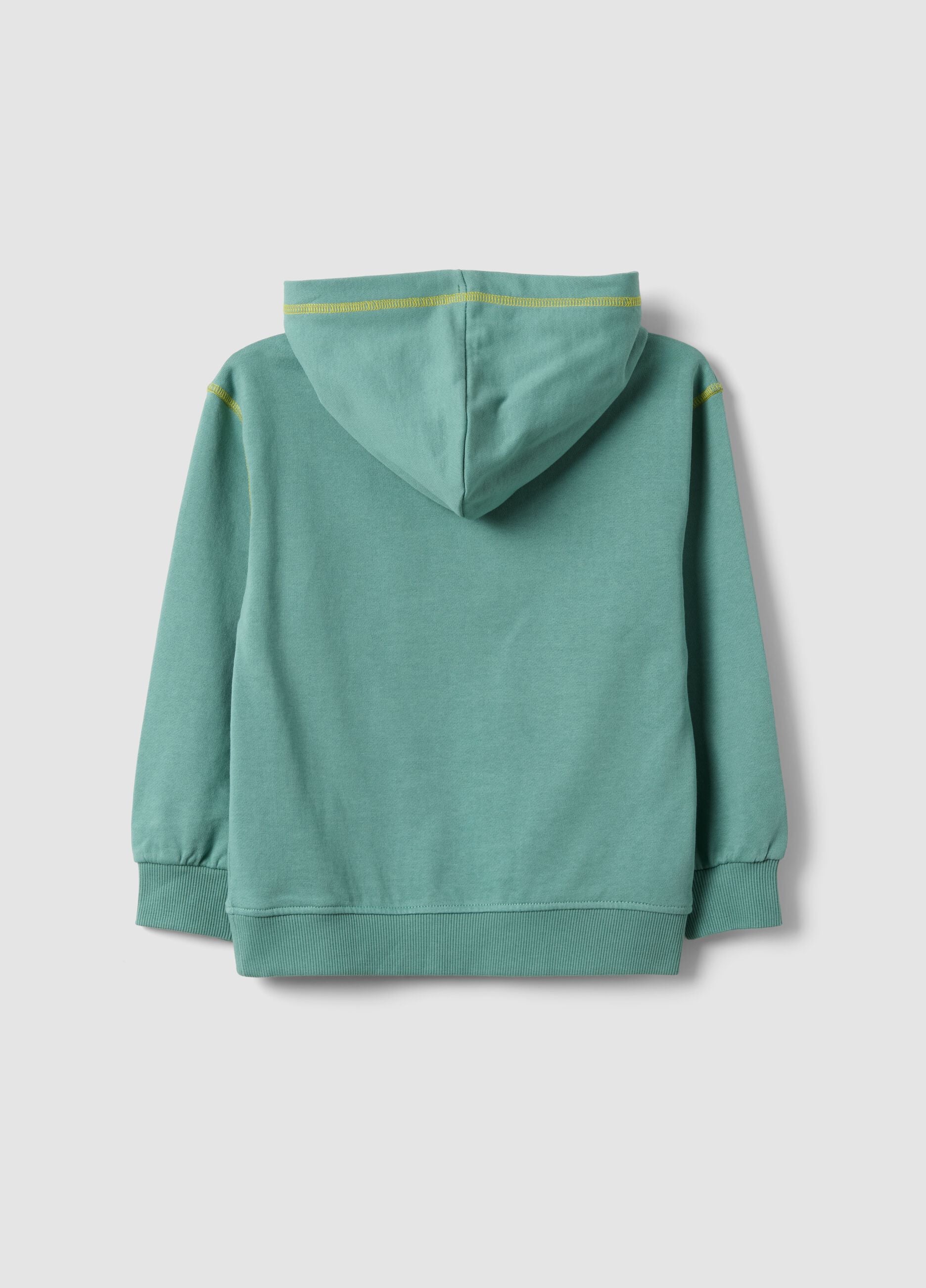 Green oversized pure cotton hoodie for boys