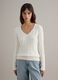 White pure cotton regular fit pullover with cable knit design_2