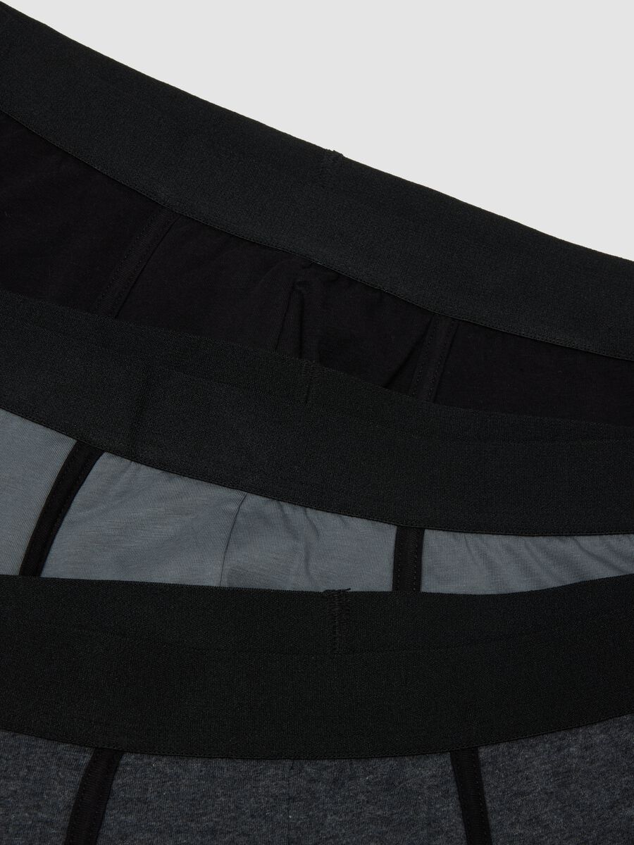 Pack of 3 grey midi boxer briefs in stretch organic cotton_1