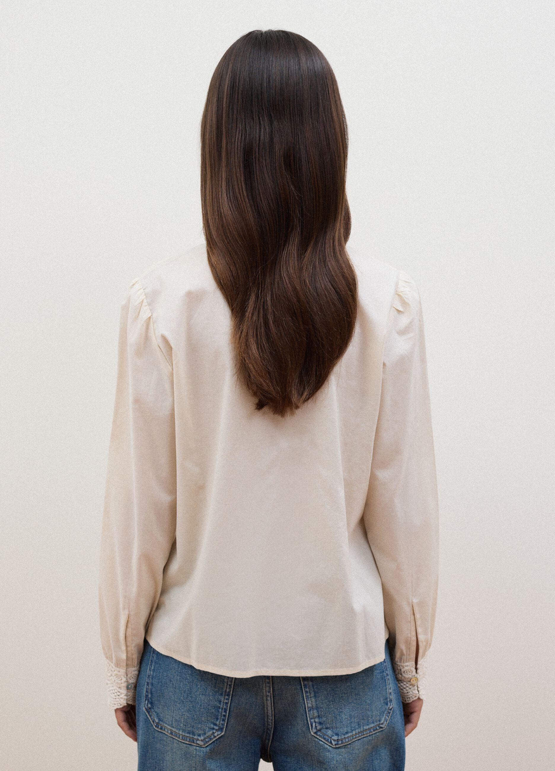White pure cotton shirt with lace