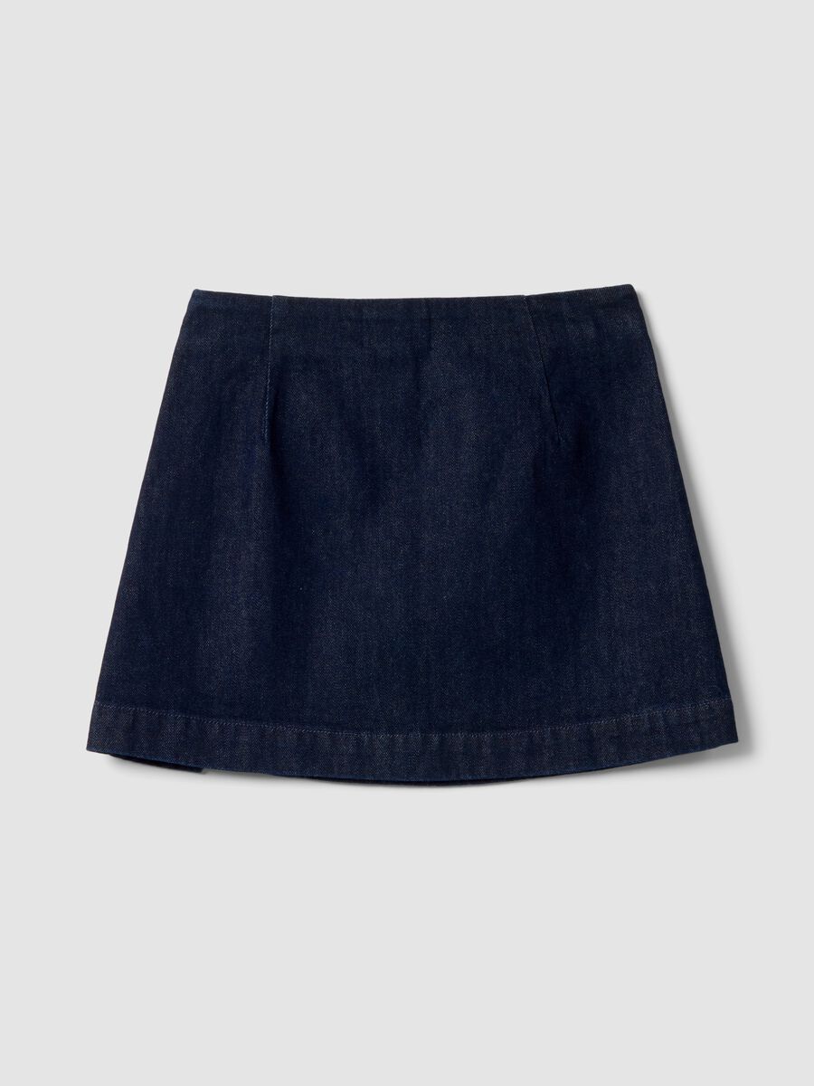Gonna blu in denim di puro cotone_6