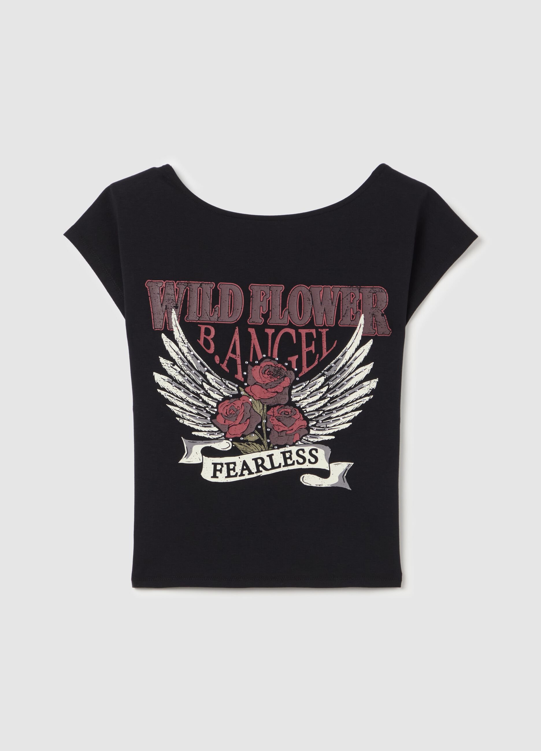 T-shirt with print and bare back