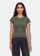Green fitted ribbed stretch-cotton T-shirt with studs_0