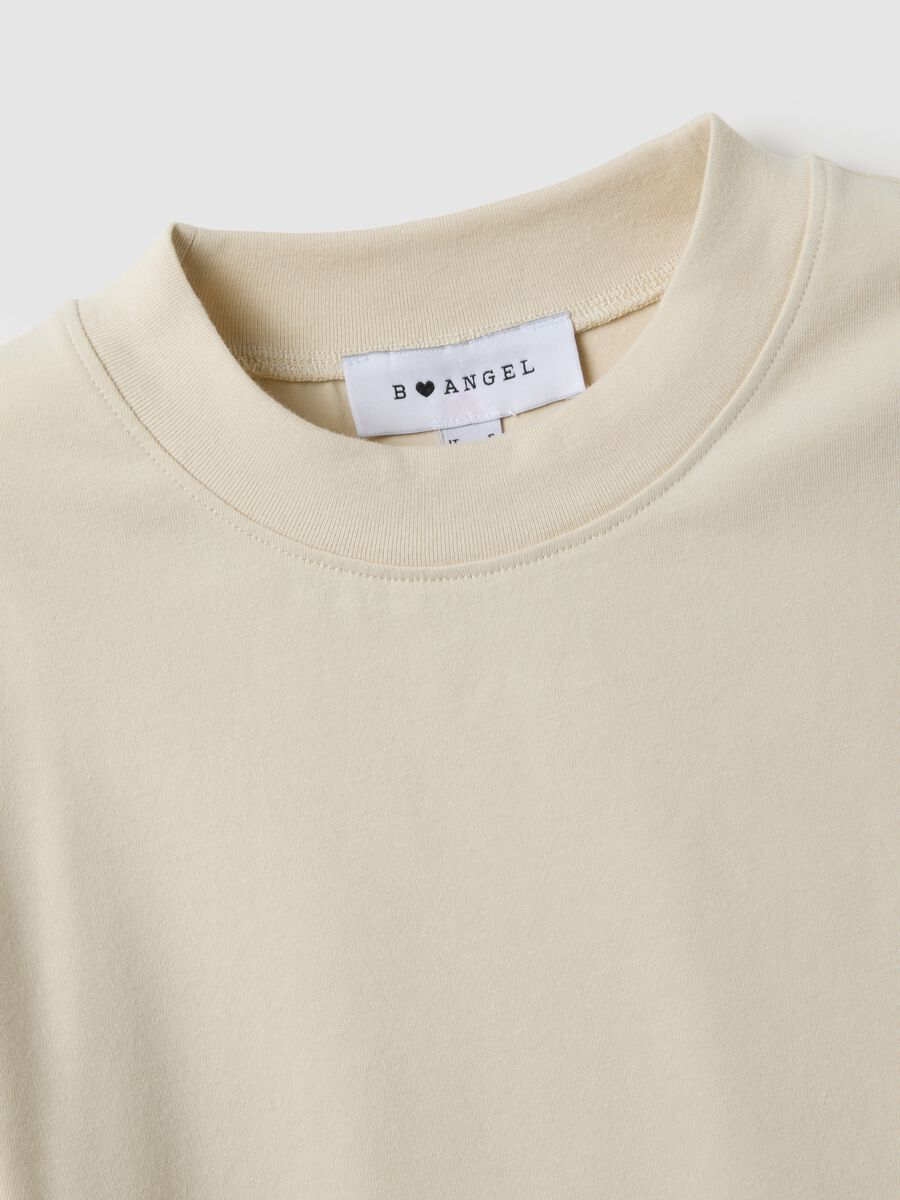 Beige slim fit stretch cotton t-shirt_5
