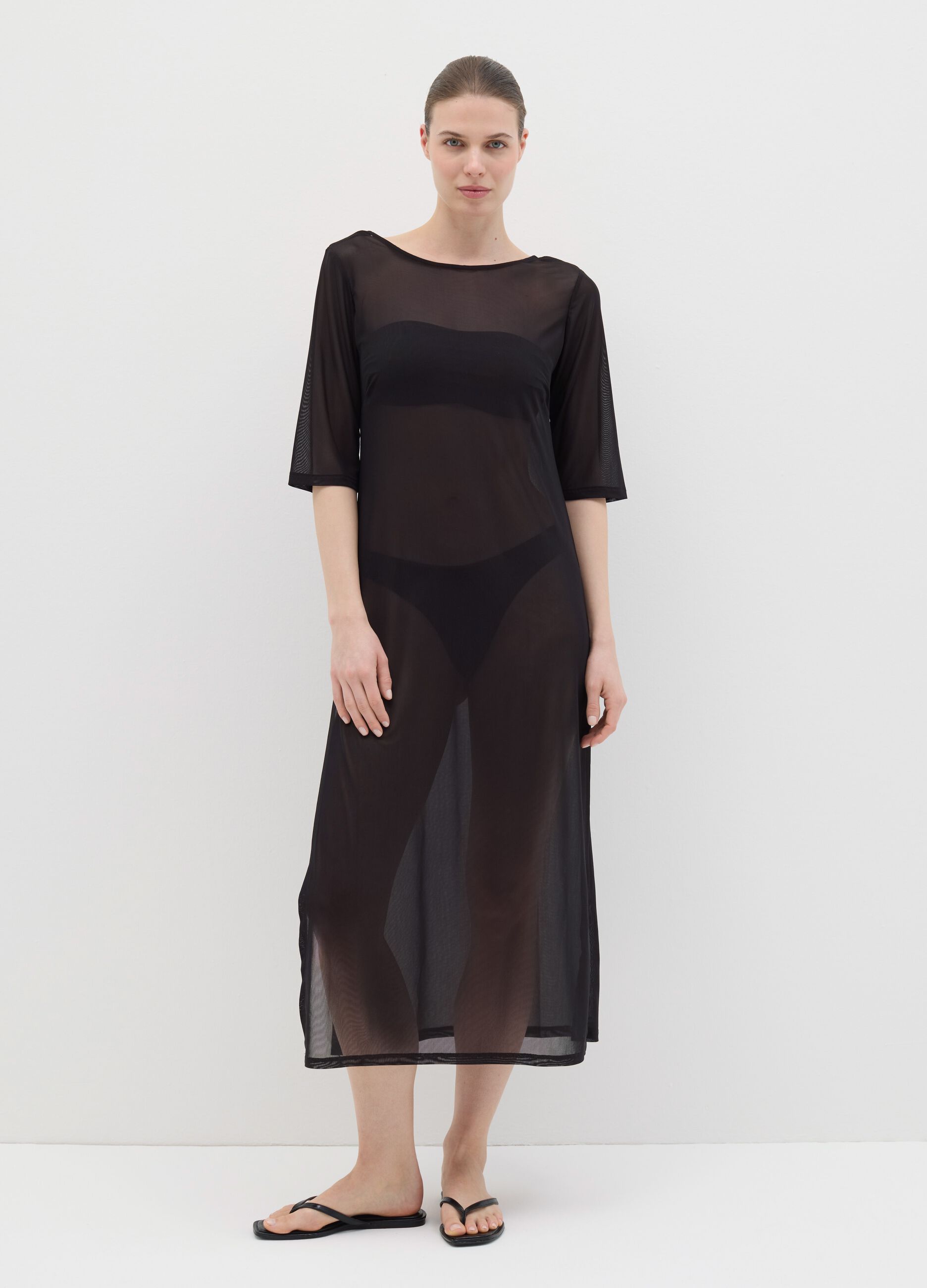 Long black beach cover-up dress