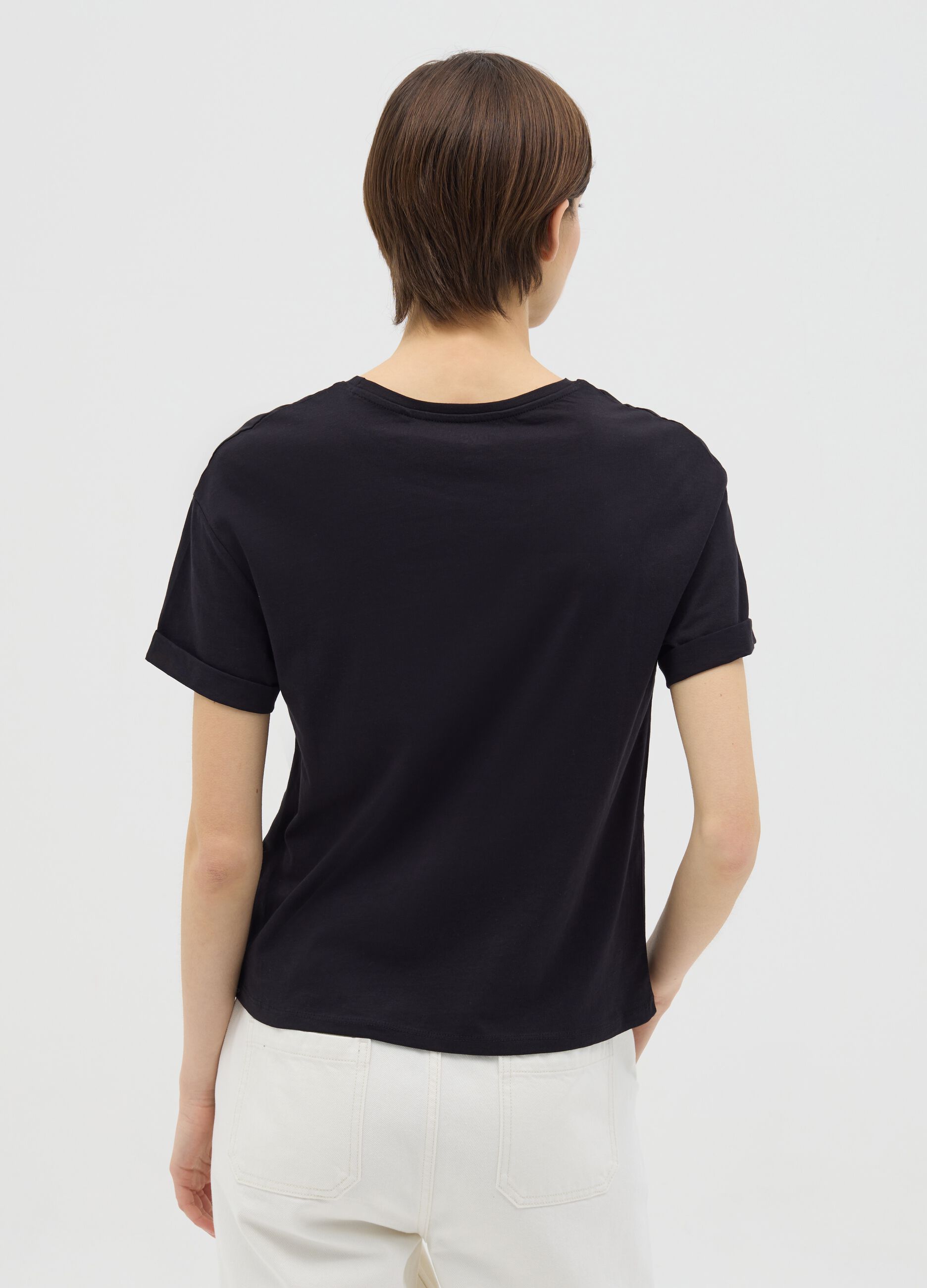T-shirt in cotone boxy fit nera