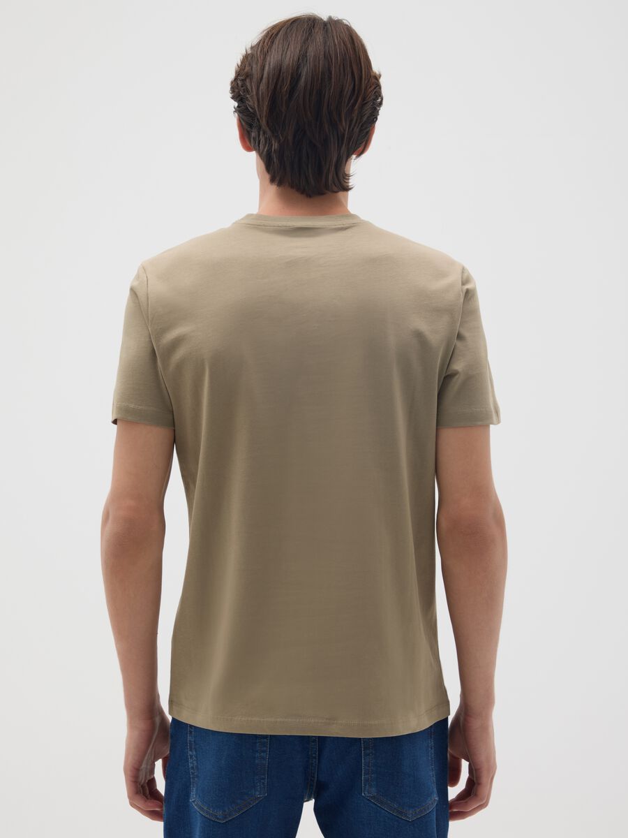 Beige pure cotton regular fit T-shirt_2