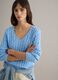 Pullover azzurro in puro cotone regular fit con lavorazione a treccia_2