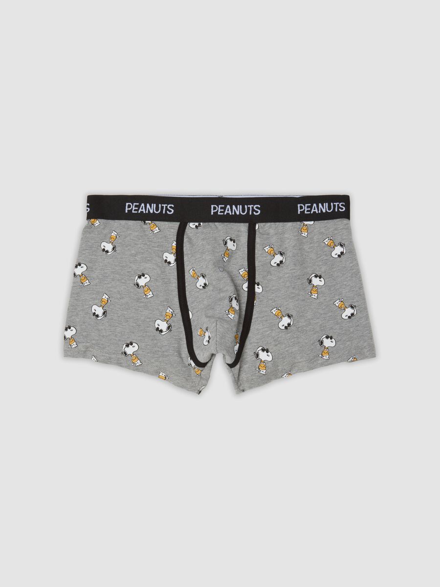 Grey marl organic stretch cotton boxer shorts with Peanuts print_0